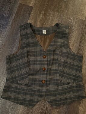 Classic Plaid Women’s Vest - Brown/Gray